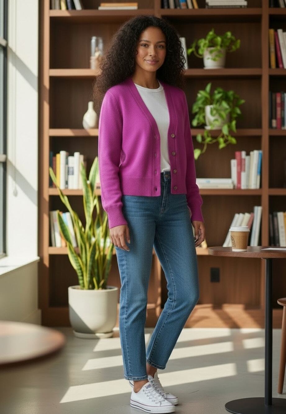J. Crew Harlow 100% Merino Wool Cardigan Sweater Bold Pink Size S Preppy Classic